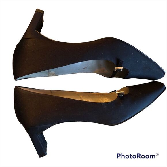 Anne Klein Black Satin Heels - Picture 4 of 11